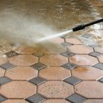 Outdoor Patio Being Pressure Washed