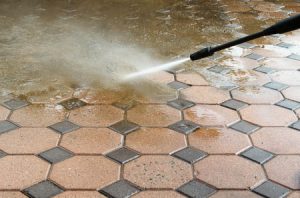 Outdoor Patio Being Pressure Washed