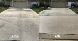 Before and after of finished driveway