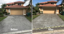 Before and after of paver driveway
